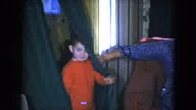 Cleveland Ohio (1951): Child Playing In Curtains At Home