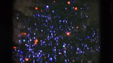 CLEVELAND OHIO-1951: Large Christmas Tree Covered In Tinsel With Red And Blue Lights