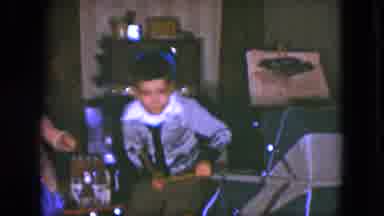 CLEVELAND OHIO-1951: Little Boy And Girl Play With Musical Instruments Together
