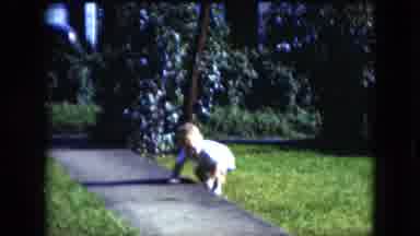 Cleveland Ohio (1951): Toddler Boy Learning To Walk Then Run Front Lawn Yard