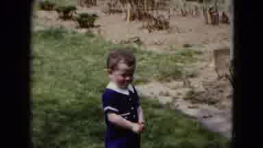 Cleveland Ohio (1951): Toddler Sailor Outfit Cute Little Boy Waving Walking Stand