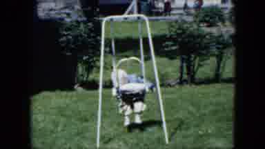 Cleveland Ohio (1951): Small Child Baby In Swing Chair Outside White Hat And Shoes