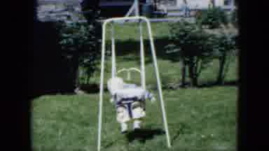Cleveland Ohio (1951): Small Toddler Fast Asleep Rocking In A Swing Outside