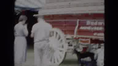 Cleveland Ohio (1951): Red Anheuser-Busch Stagecoach With Person On Horseback