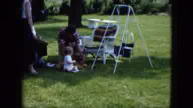 Cleveland Ohio (1951): Picnic In Park On Grass Lawn With Toddler Baby Baby Swing