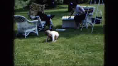 Cleveland Ohio (1951): Toddler Playing In The Grass Next To Woman And Man Reading