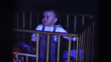 Cleveland Ohio (1951): Adorable Baby Happy Standing Up In A Crib Wide Awake