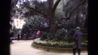 Florida USA (1952): People Wearing Coats Stroll On Walkways Through A Garden