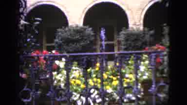 Florida USA (1952): Beautiful Flower Garden With A Fountain Outside Of A Hotel