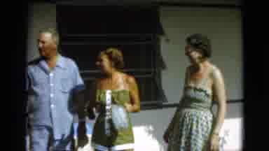 Quebec Canada (1952): The Three Women Are Smiling And Talking To Two Men