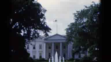 Washington DC USA-1952: Old Video Of White House With Cars And Fountain