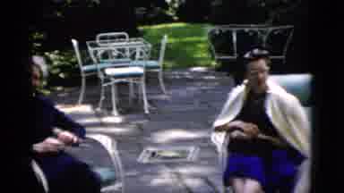 Washington DC USA (1952): Older Family 1950s Outside Patio Gathering Sitting