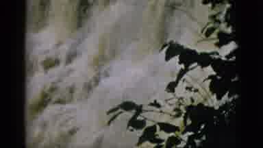 Quebec Canada (1952): Waterfall Over Rocks In The Water Dark Trees White And Brown