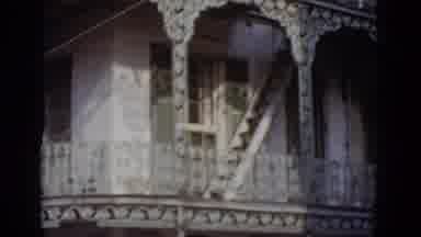 New Orleans USA (1952): View Of White Elaborate Home With Windows And Fancy