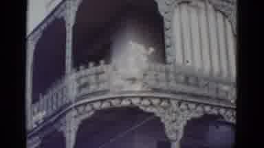 New Orleans USA (1952): Ornate White Railing Lattice Work Downtown City Street