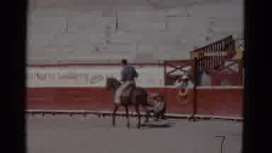 Baja California Mexico-1952: Man In Blue Jacket Riding Brown Horse In Arena