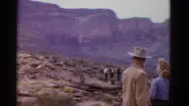 Arizona USA (1952): Couple Looks At Desert Mountain And People Riding On Horseback