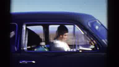 California USA (1952): Bad Weather Sign And Guy Driving Away In Car Possibly On