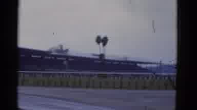 California USA (1952): Blurry Background Footage Of A Building With A Rail In