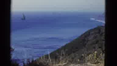California USA (1952): Scenery Of The Sea Shot On A High Green Mountain