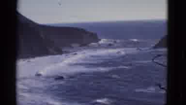 San Francisco California (1952): Ocean Waves Flowing Towards A Big Mountain Big