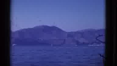 San Francisco California (1952): Woman On Boat In San Francisco Bay Mountains And