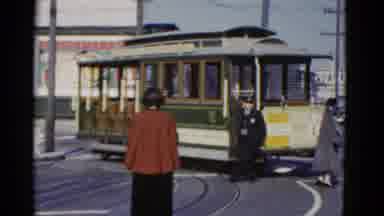 San Francisco California (1952): A Trolley Turning Around In The Middle Of The