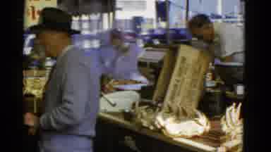 San Francisco California (1952): Fisherman's Wharf Crab Shack Men In Suit Fedora