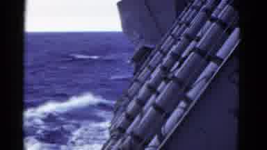 San Francisco California (1953): Industrial Looking Ship Cuts Through The Ocean At
