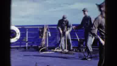 San Francisco California (1953): Sailors Working On Navy Vessel Decks On The High