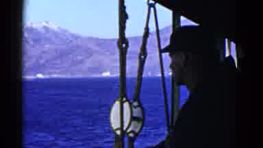 San Francisco California (1953): Man Sailing On A Boat Observes Mountain On