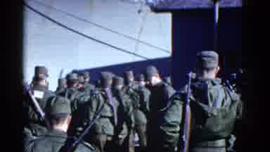 San Francisco California (1953): Military Troops Assemble Next To Ship On A Bright