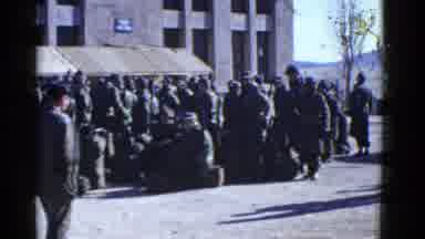 San Francisco California (1953): Soldiers In Uniform Standing By Building Soldier