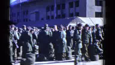 San Francisco California (1953): Soldiers By A Barracks Standing Around Together