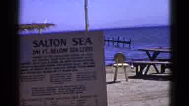 Palm Desert California (1953): A View The Sea And A Sign That Says Salton Sea