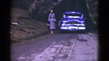 California USA (1953): A Car Driving Through One Of The Redwood Trees In Northern