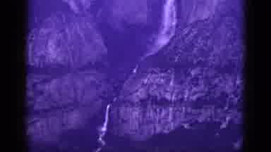 California USA (1953): Camera Follows Water Fall Down The Side Of The Mountain And