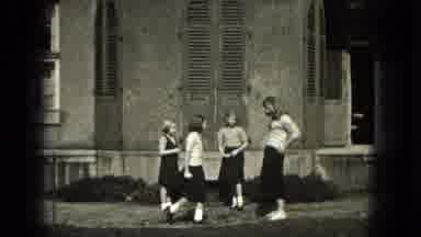 Milwaukee Wisconsin (1953): Four Young Cheerleaders Performing A Routine In