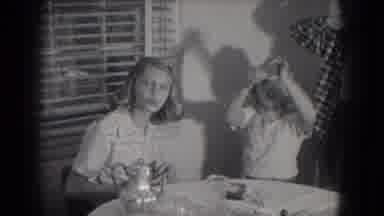 Milwaukee Wisconsin (1953): Young Blonde Girl And Younger Person Seated At Table
