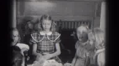Milwaukee Wisconsin (1953): Girl Opening Gift Surrounded By All Of Her Friends In