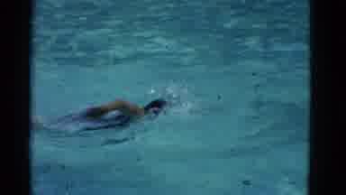 Yonkers New York (1953): Woman Freestyle Swimming And Man Diving From Dive