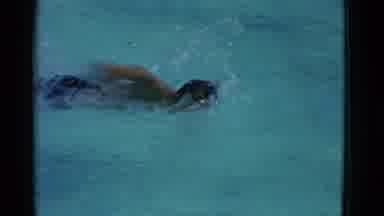 Yonkers New York (1953): Boy Diving Off Starting Block Into Pool Swimming A Few