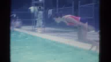 Yonkers New York (1953): Woman Diving Into Pool With Friends In The Summertime