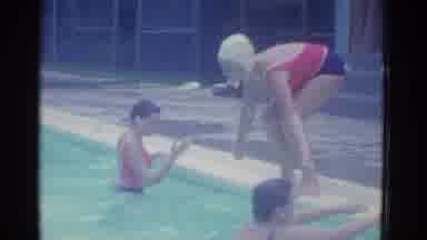 Yonkers New York (1953): A Woman Dares To Swim In A Swimming Pool Many Peoples Are