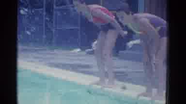 Yonkers New York (1953): Young Women Diving Into A Public Swimming Pool In The