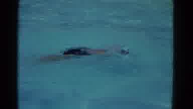 Yonkers New York (1953): Man Swimming Butterfly Stroke In Pool People Standing On