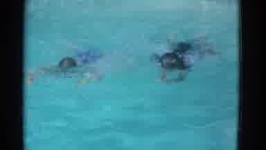Yonkers New York (1953): Two Young Girls In A Swimming Pool Racing Each Other To