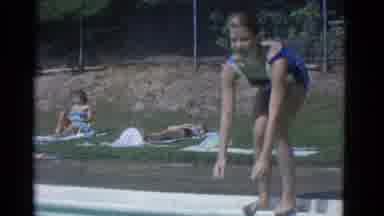 Yonkers New York (1953): A Lady Is Diving In The Swimming Pool