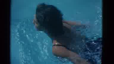 Yonkers New York (1953): Young Girl In A Black Bathing Suit Swimming In The Clear