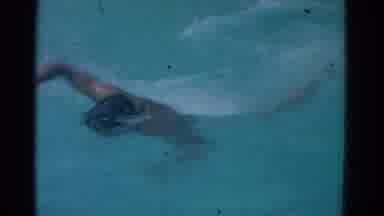 Yonkers New York (1953): Person With Swim Cap And Goggles In Blue Public Pool